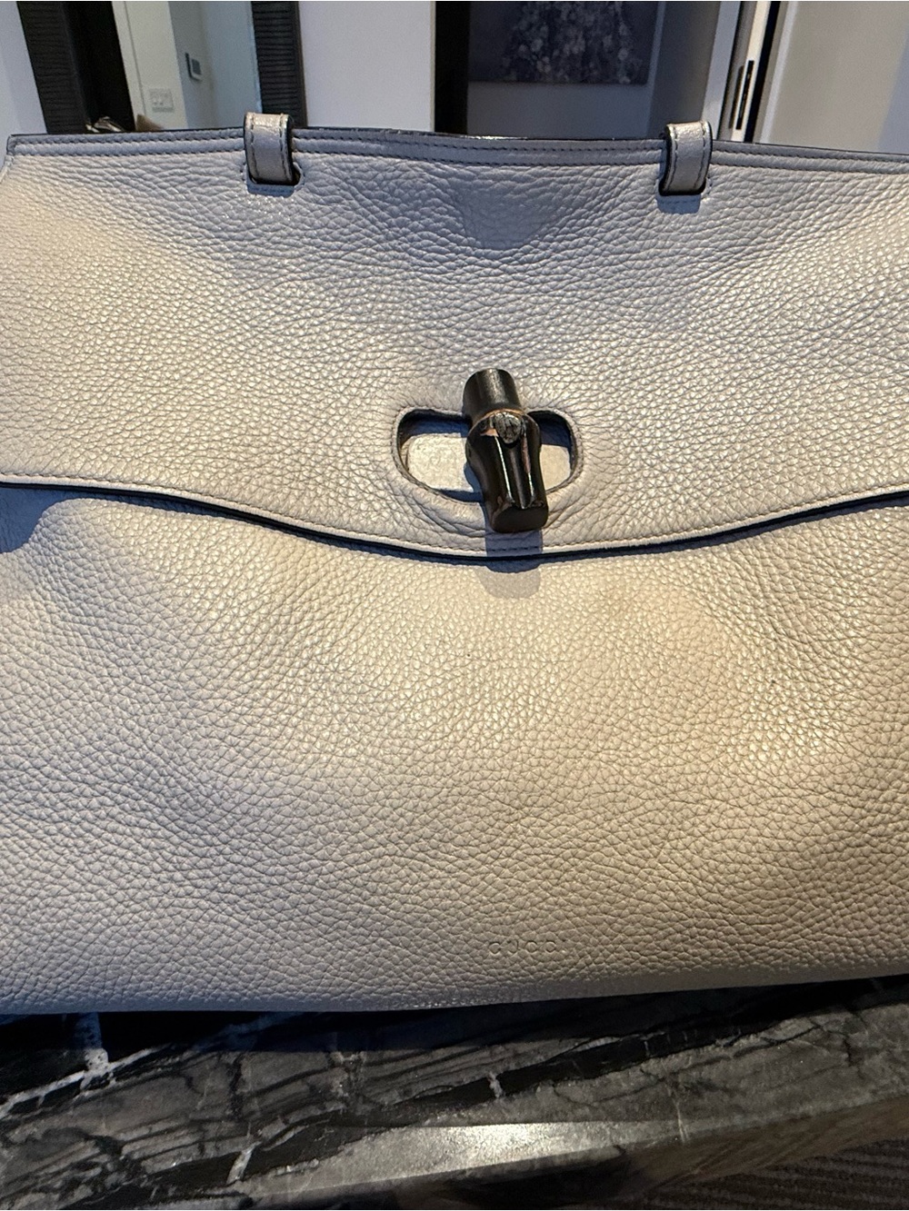 Gucci Leather Tote Bag in Light Gray